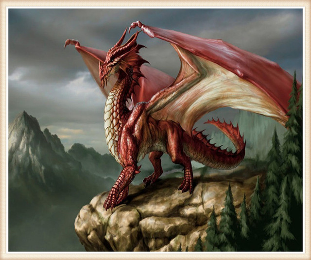 640x535 Diamond Embroidery Diy Diamond Painting Cross Stitch Red Dragon - Red Dragon Painting