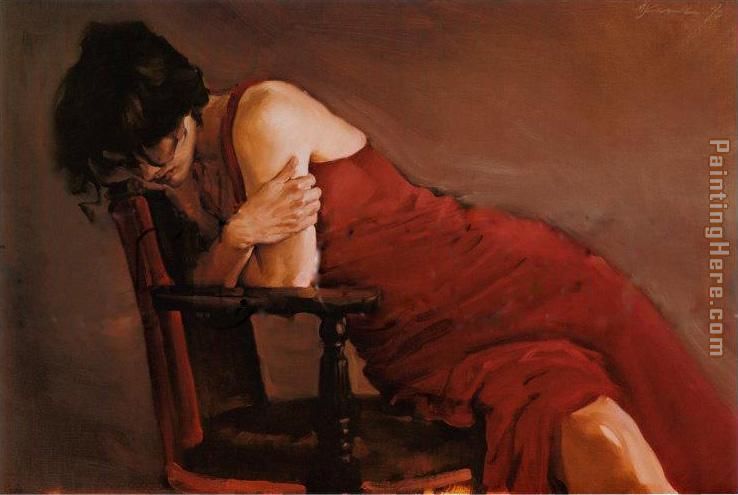 738x495 Michael Austin Red Dress Painting Anysize 50% Off - Red Dress Painting