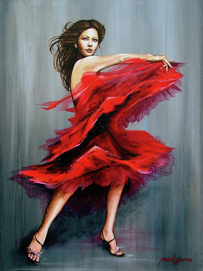 675x900 Red Dress Painting By Joan Garcia - Red Dress Painting