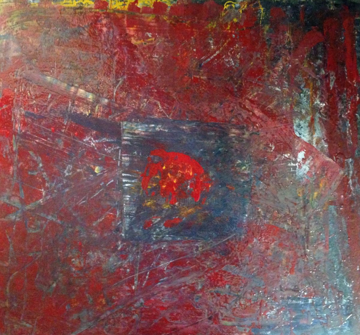 1200x1118 Loneliness Of Red Elephant (Sashanaamaf) - Red Elephant Painting