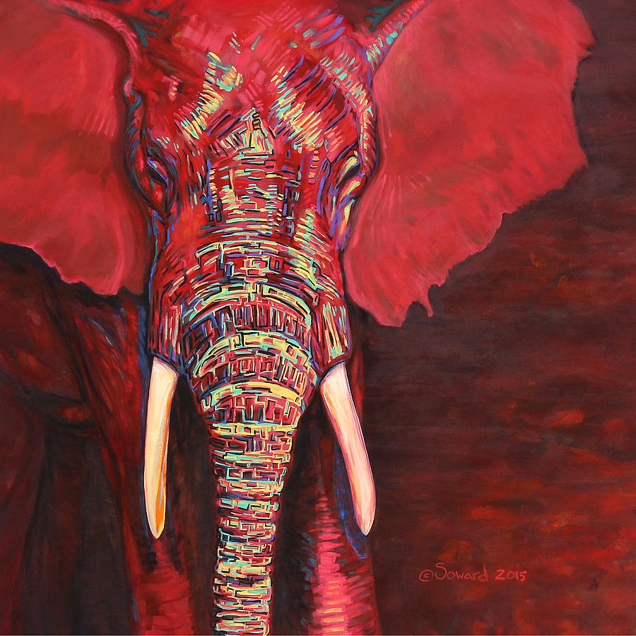 900x900 Mars Gradivus Painting By Sarah Soward - Red Elephant Painting