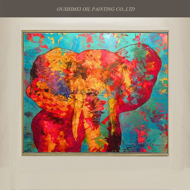 640x640 New Style Oil Painting On Canvas For Room Decor Modern Red - Red Elephant Painting