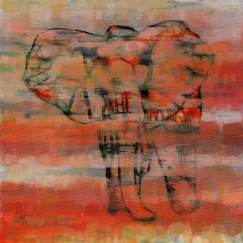 490x490 Parveztaj - Red Elephant Painting