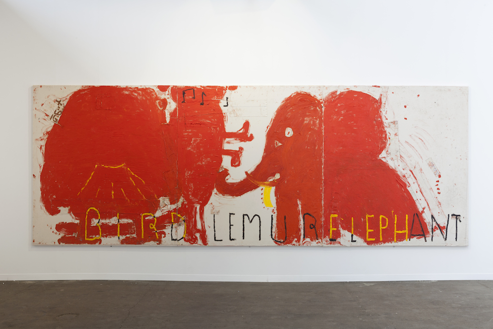 1000x667 Red Painting Bird, Lemur Amp Elephant 2016 Oil On Canvas 183 X 499 - Red Elephant Painting