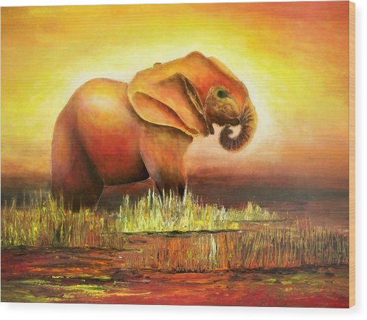 537x468 Baby Red Elephant Painting By Maximo Pizarro - Red Elephant Painting