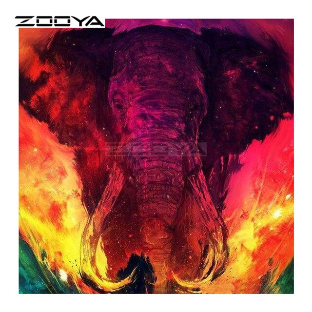 640x640 Zooya Diamond Embroidery 5d Diy Diamond Painting Colorful Red - Red Elephant Painting
