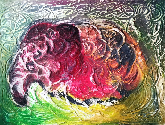 640x487 Christine Thompson Artwork Red Elephant Original Painting - Red Elephant Painting