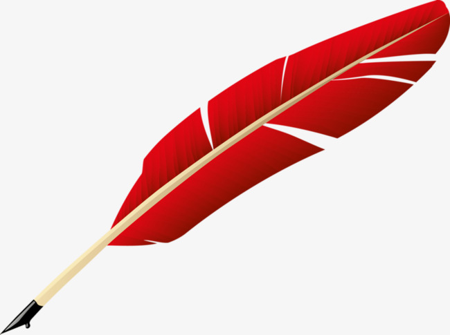 650x485 Hand Painted Quill, Red, Feather, Hand Pen Png Image And Clipart - Red Feather Painting