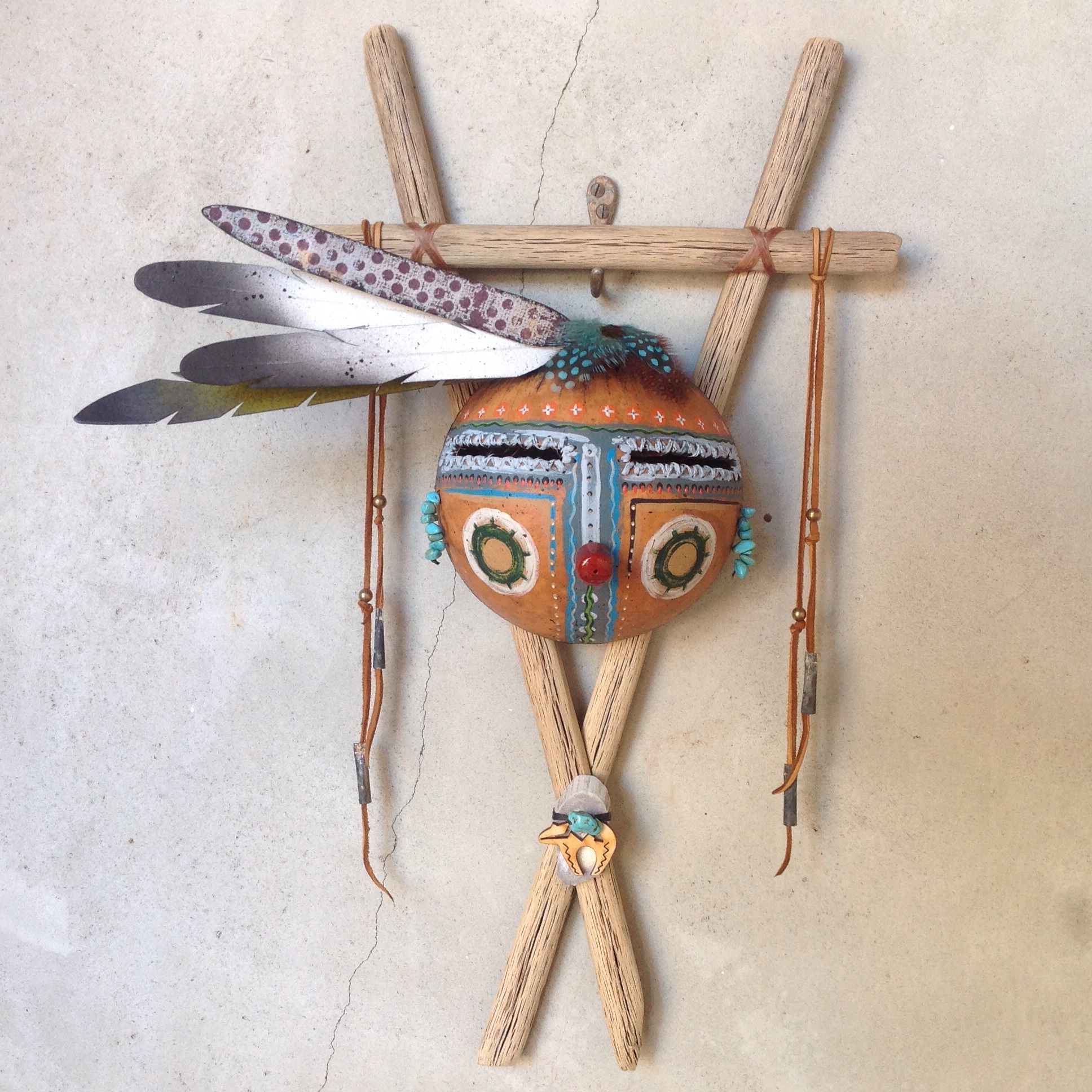 1936x1936 Saguaro Cactus Gourd Mask Fat Pony Design - Red Feather Painting