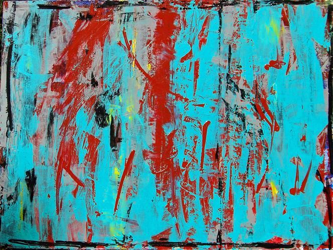 664x500 Abstract Art,expressionism Art, Acrylic Painting, Red Feather - Red Feather Painting
