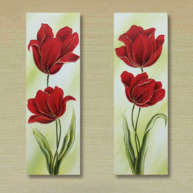 640x640 Handpainted Abstract Flower Oil Painting On Canvas Home Decor Wall - Red Floral Painting
