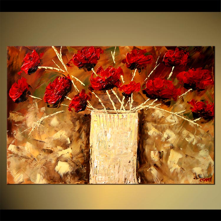 750x750 Painting - Red Floral Painting