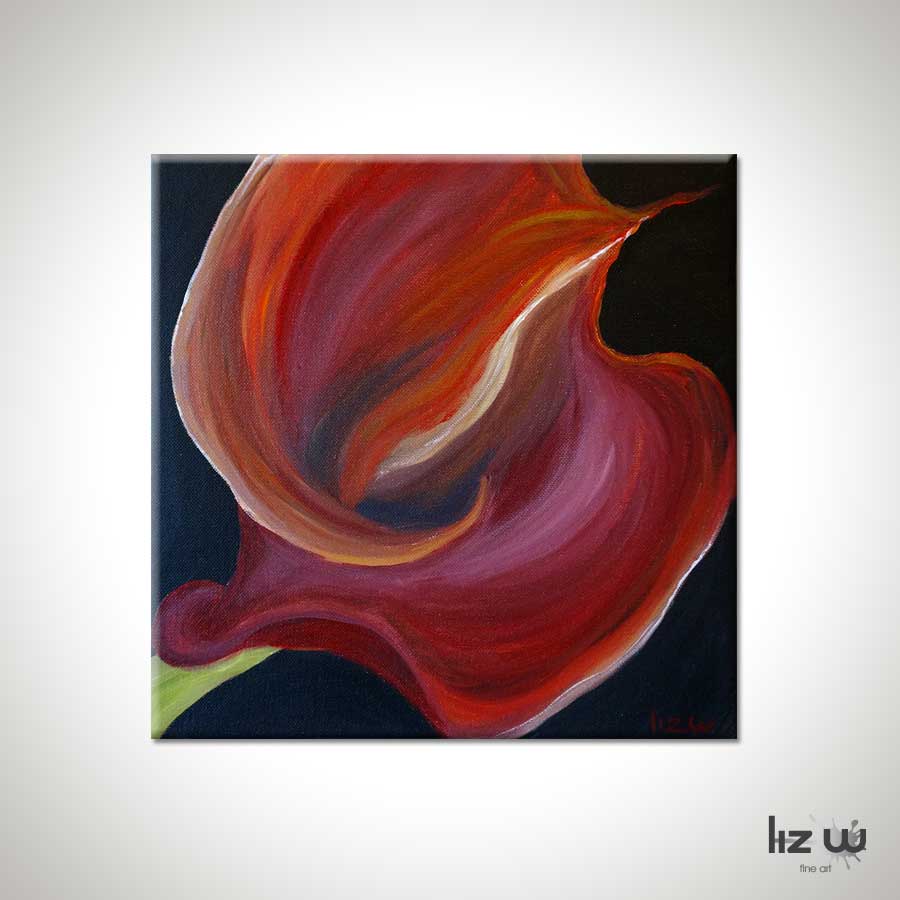 900x900 Red Callalily Floral Painting, Original Red Floral Paintings By - Red Floral Painting
