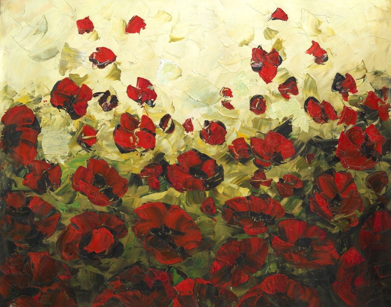1280x1005 Buy Beautiful Red Flowers Handmade Painting By Community Artists - Red Floral Painting
