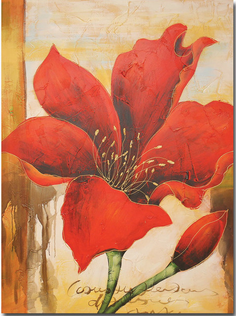 478x640 Canvas Oil Painting, Hand Painted Red Flower - Red Flower Painting