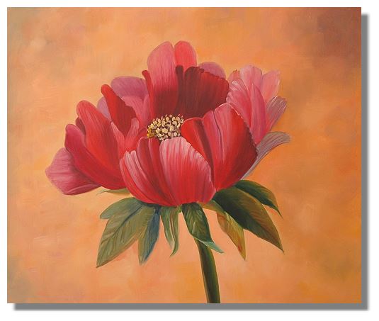 535x453 Deep Red Blooming Flower Classic Style Painting On Canvas - Red Flower Painting Canvas
