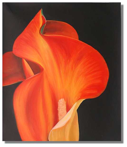 535x621 Fire Calla Lily Flower Painting Floral Canvas Modern Art - Red Flower Painting Canvas