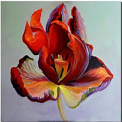 400x399 Hand Painted Canvas Painting Single Red Flower Floral Oil Painting - Red Flower Painting Canvas