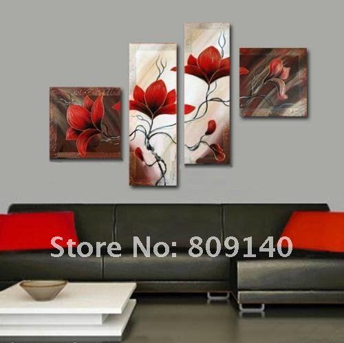 500x499 Oil Painting Canvas Red Flower Abstract Decorative Artwork Quality - Red Flower Painting Canvas