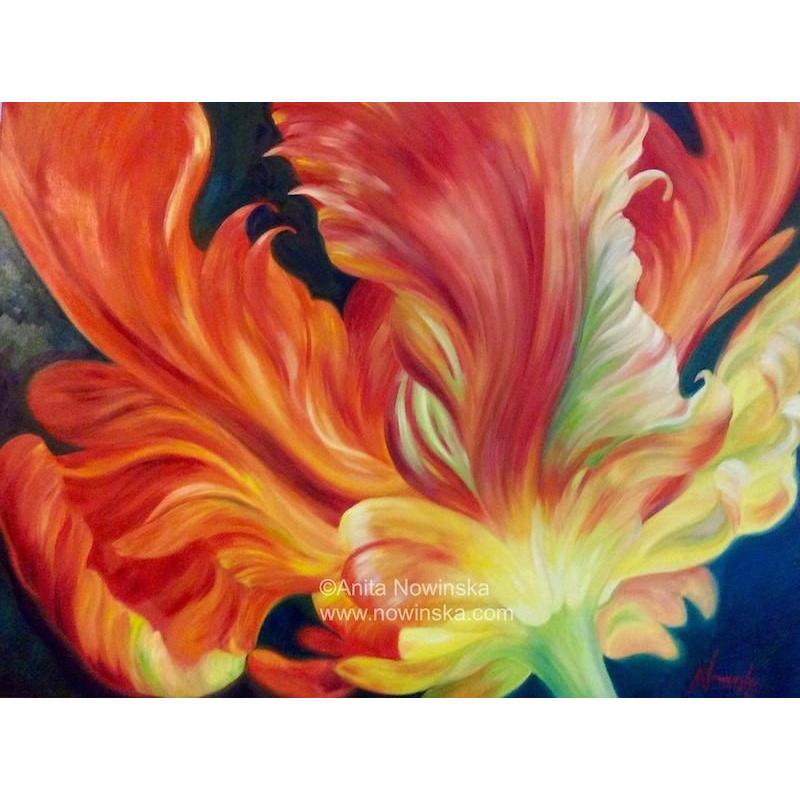 800x800 Pheonix - Red Flower Painting Canvas
