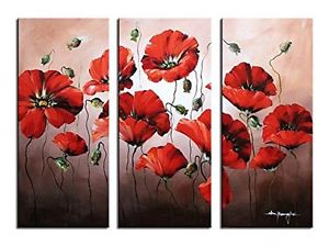 300x224 Red Spring Floral Pictures Modern Flower Painting Canvas Framed - Red Flower Painting Canvas