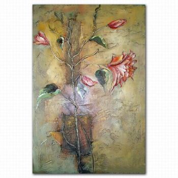 350x350 3d Abstract Beautiful Red Flower Canvas Oil Painting Poppy Flower - Red Flower Painting Canvas