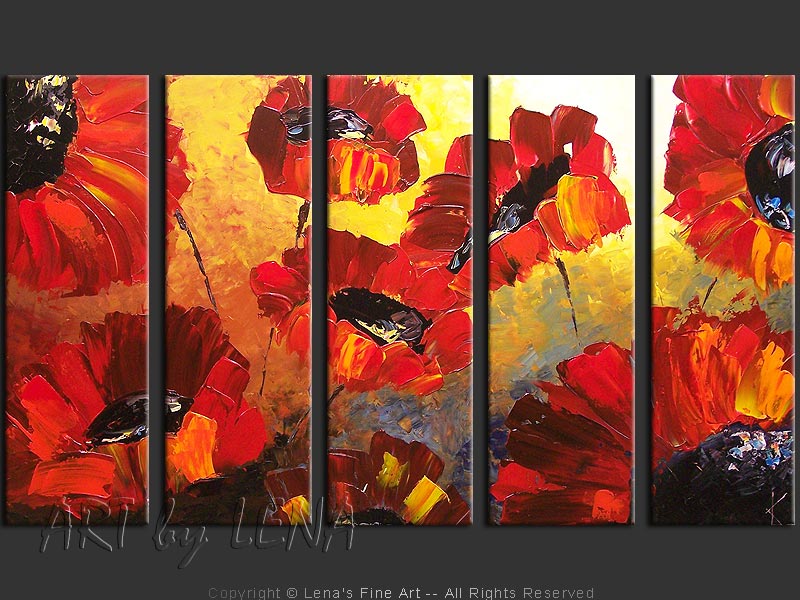 800x600 The Red Flowers Of My Childhood Art By Lena - Red Flower Painting Canvas
