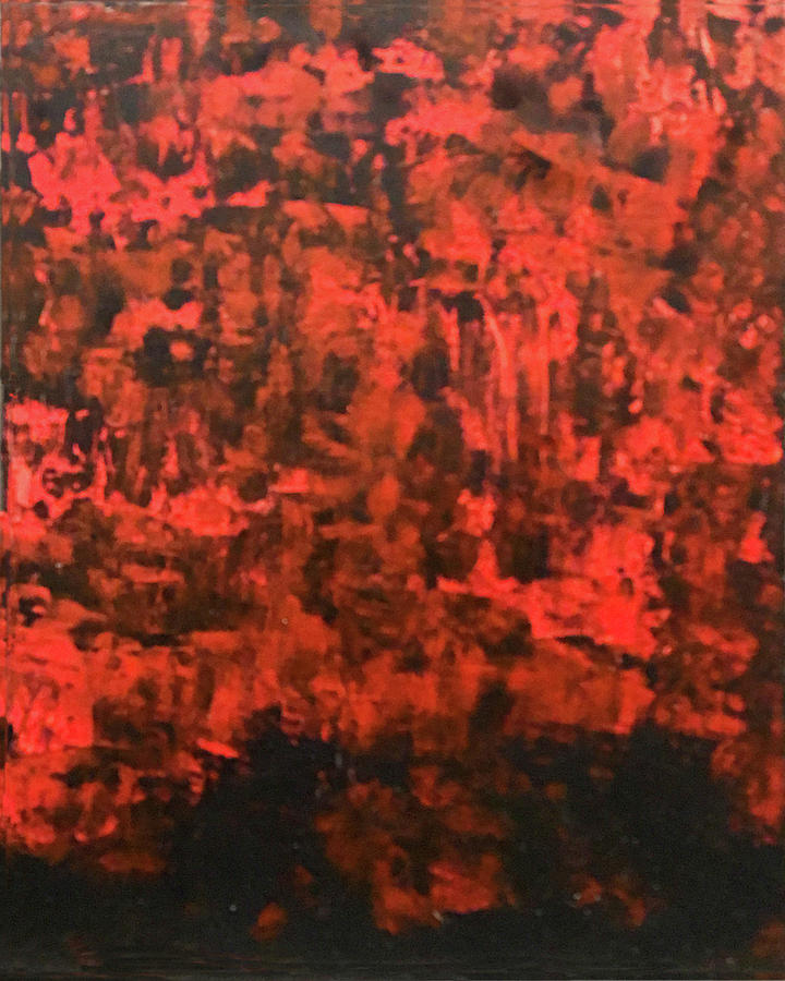 720x900 Red Forest Painting By Judy Tolley - Red Forest Painting