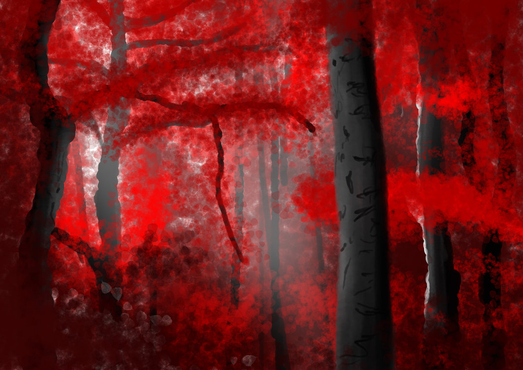 1063x752 Red Forest By Th3bob - Red Forest Painting