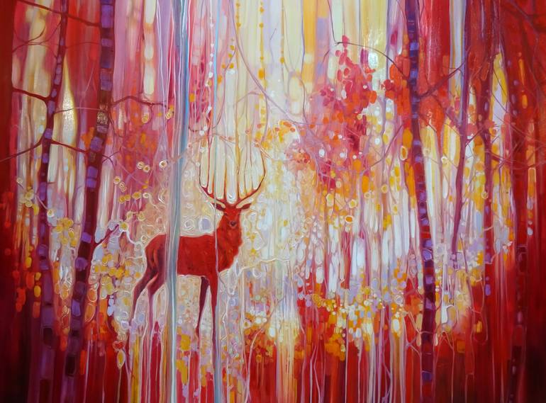 770x569 Saatchi Art Red King - Red Forest Painting