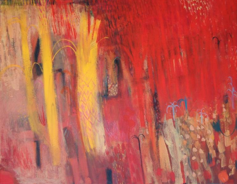 770x596 Saatchi Art Red Forest Painting By Helen Knaggs - Red Forest Painting