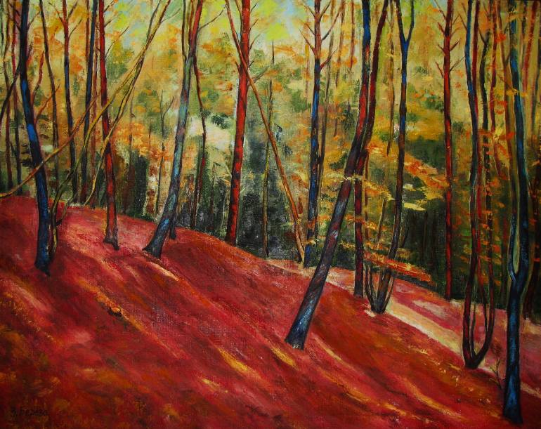 Red Forest Painting at PaintingValley.com | Explore collection of Red ...