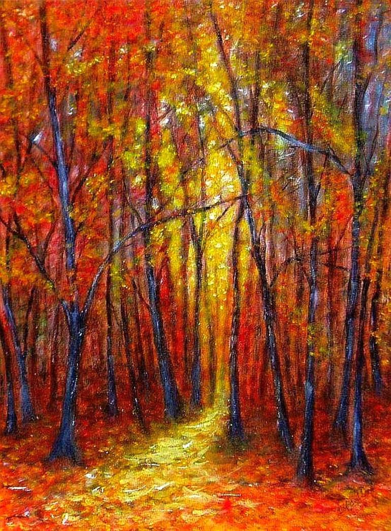 Red Forest Painting at PaintingValley.com | Explore collection of Red ...