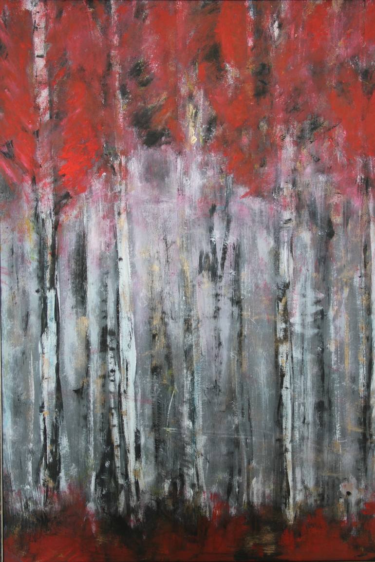 770x1154 Saatchi Art Red Forest Painting By Kate Basaria - Red Forest Painting