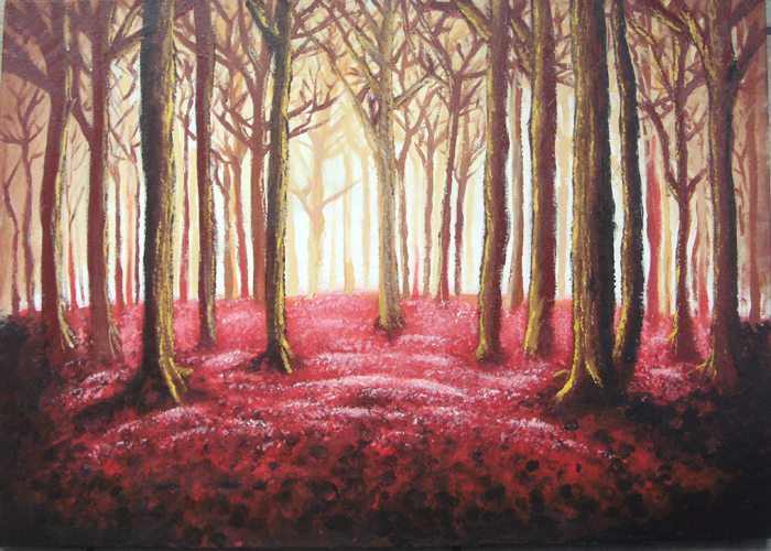 700x500 Golden Red Forest By Deviren - Red Forest Painting