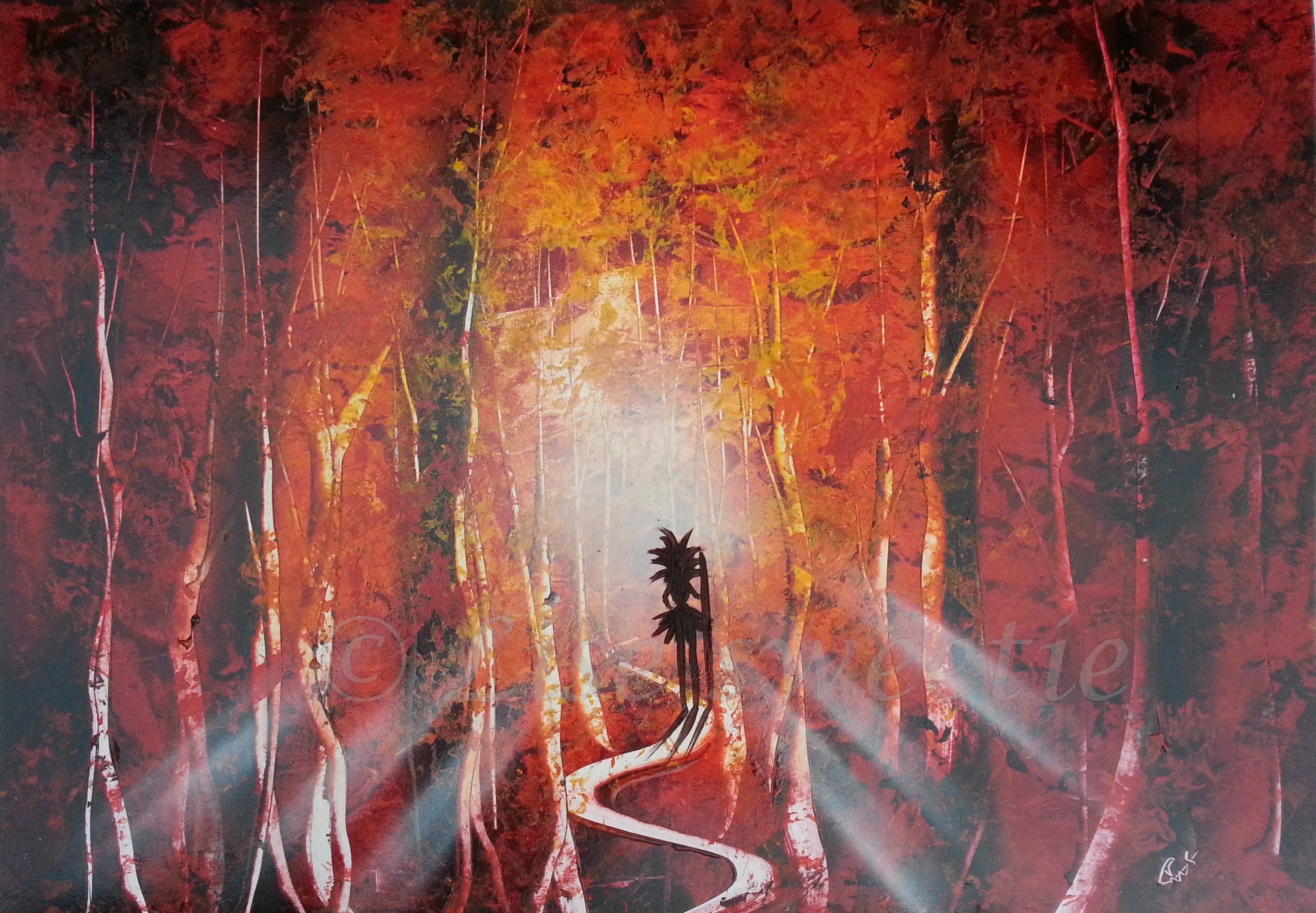 3000x2082 Spray Paint Art - Red Forest Painting