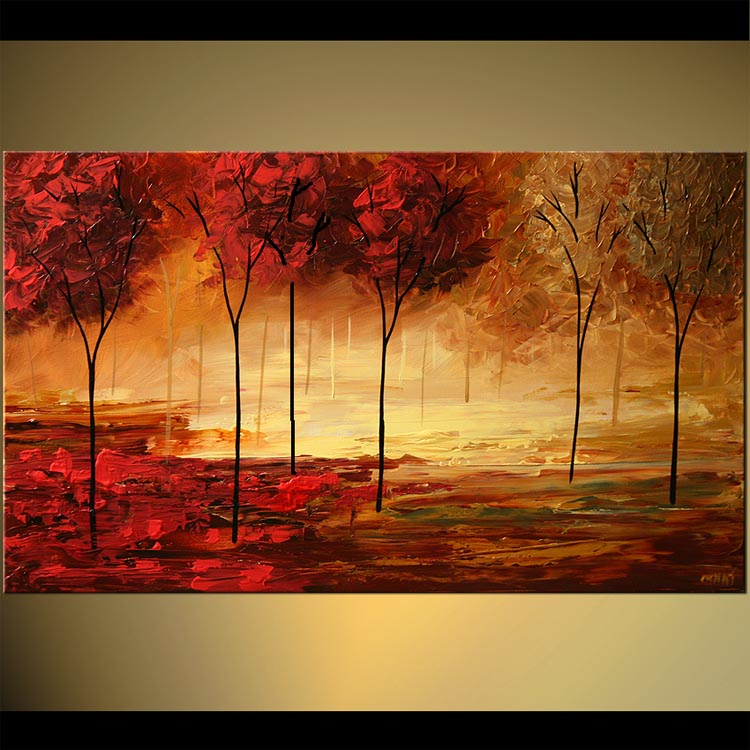 750x750 Painting - Red Forest Painting