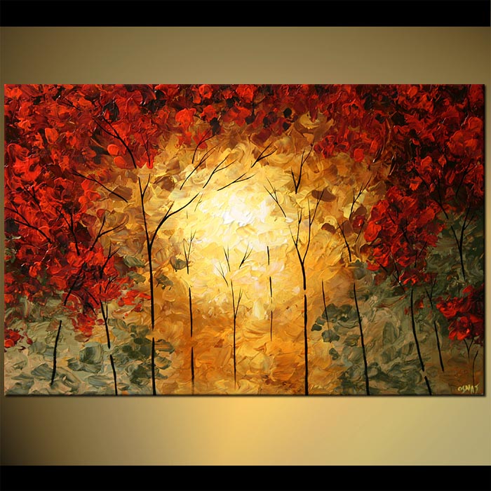 700x700 Painting - Red Forest Painting