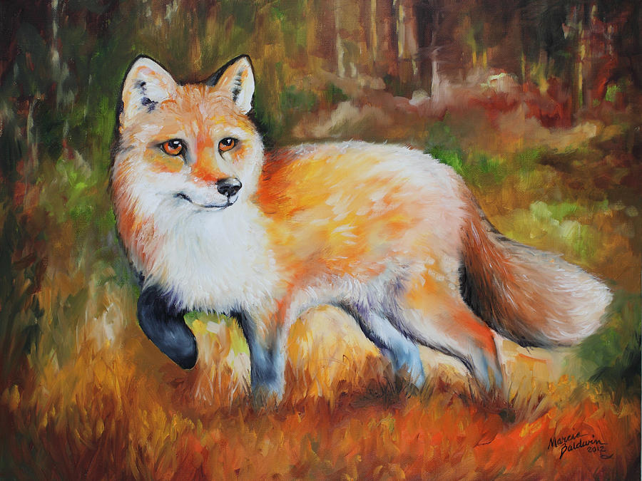 900x675 Little Red Fox Commissioned Painting By Marcia Baldwin - Red Fox Painting