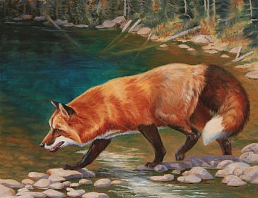 366x281 Red Fox - Red Fox Painting