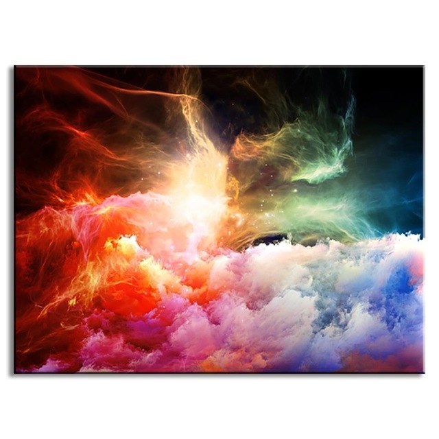 640x640 High Quality 1 Pcs Abstract Colorful Cloud Printed On Canvas - Red Galaxy Painting