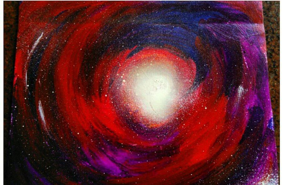 900x590 My Red Galaxy Painting By Artist Vaishno Prasad N - Red Galaxy Painting