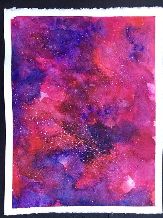 570x760 Red Galaxy 3 Watercolor Painting On Paper 8.5x11 Art That - Red Galaxy Painting