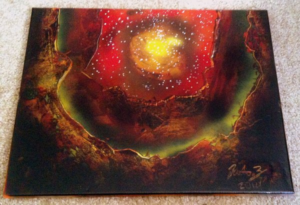 600x410 Red Galaxy Painting By Justinzafaranloo - Red Galaxy Painting