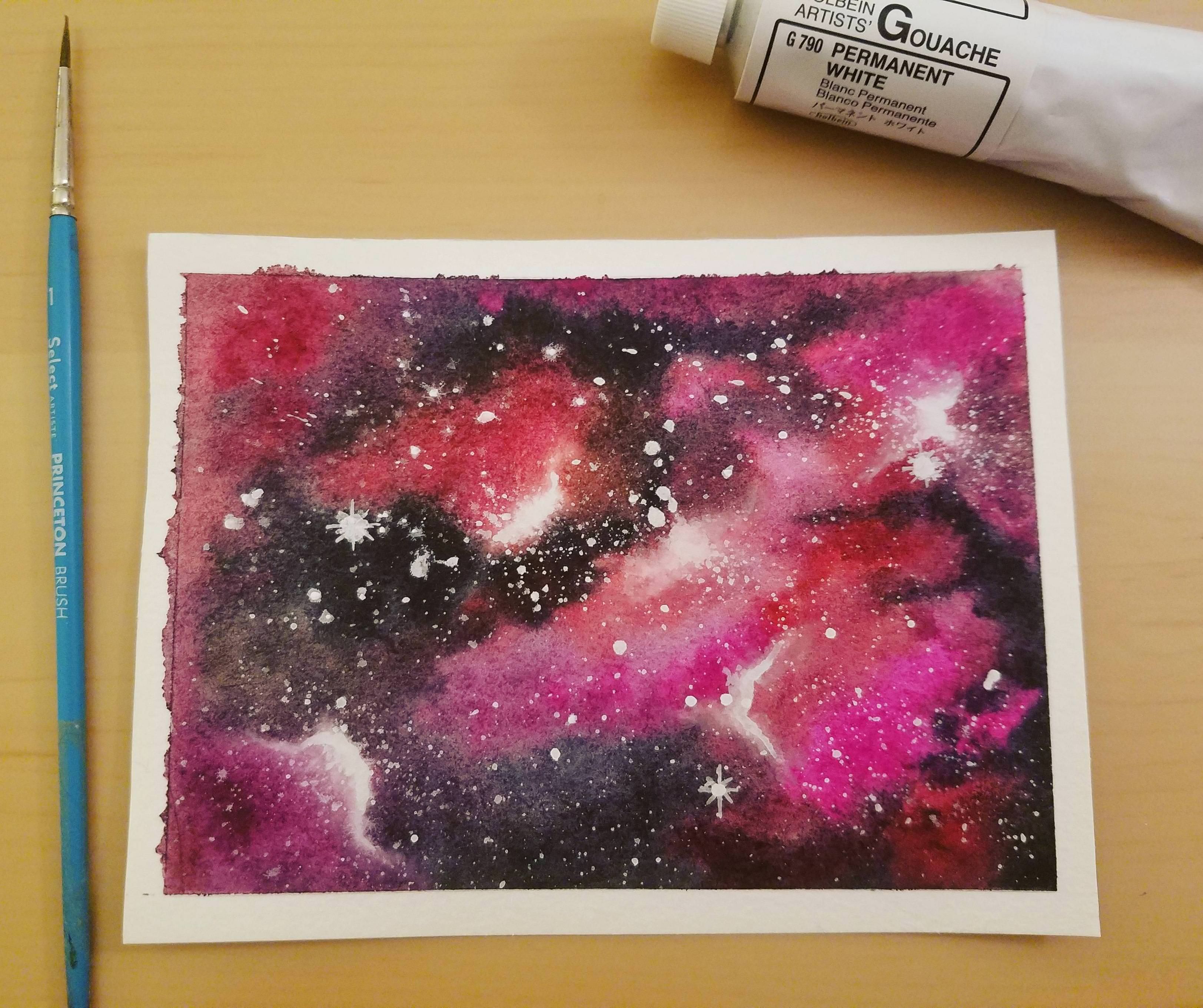 3247x2722 Red Galaxy Watercolor And Gouache 3x4. Httpift.tt2knorgc - Red Galaxy Painting