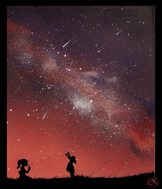 570x663 Space Art Children Playing Paintings On Canvas - Red Galaxy Painting