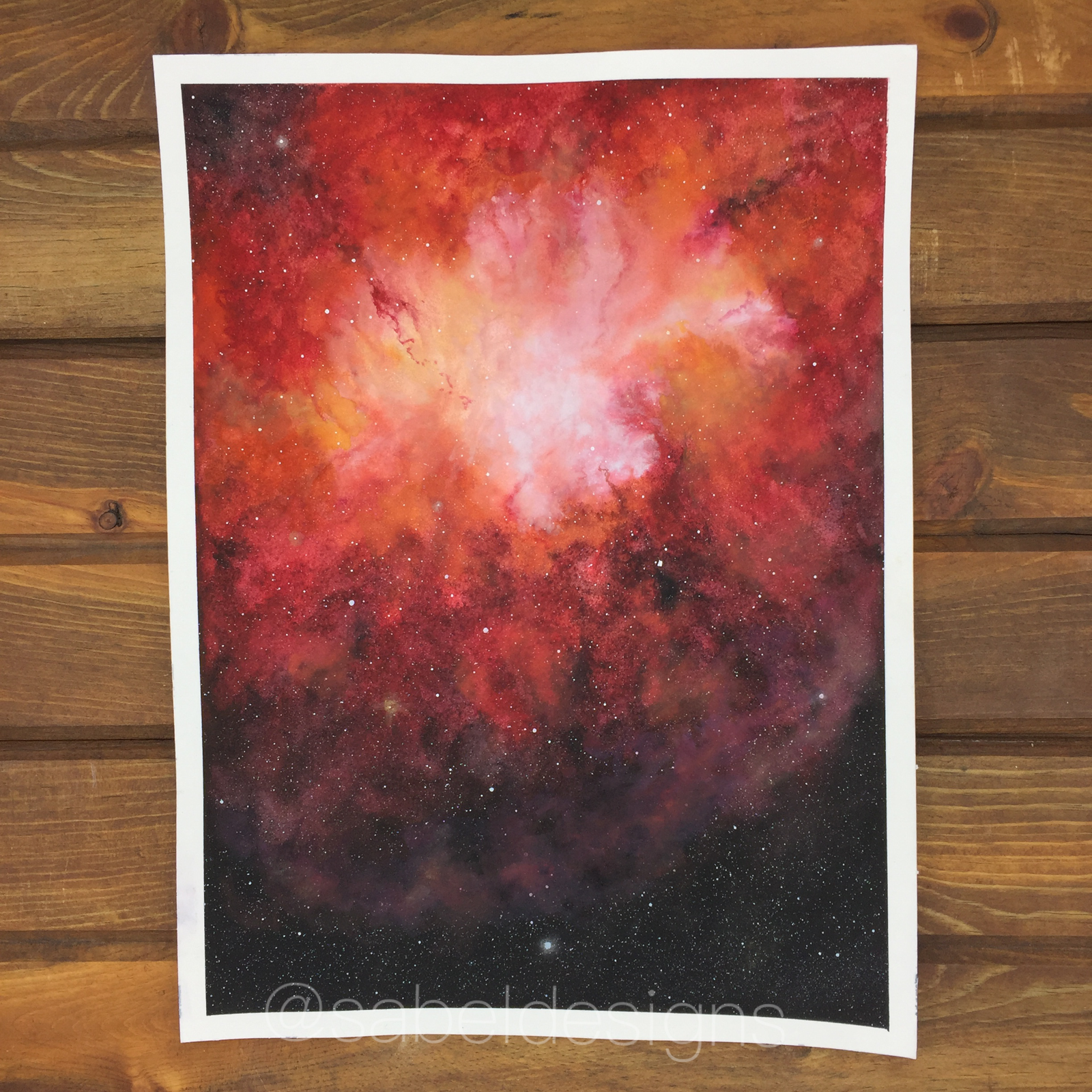 1600x1600 Watercolor Galaxy @sabeldesigns - Red Galaxy Painting