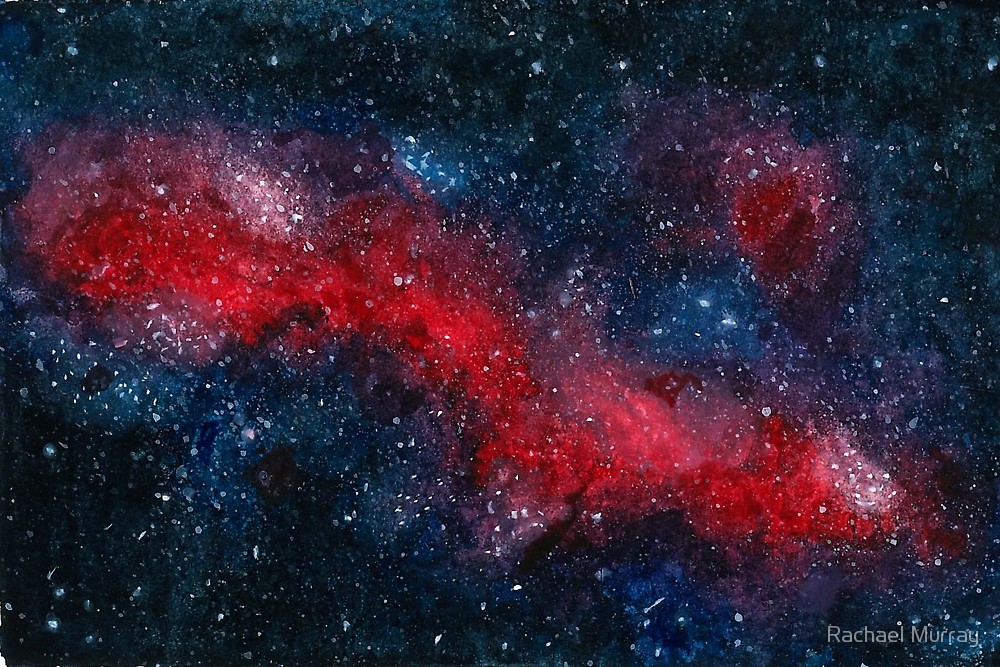 1000x667 Watercolour Galaxy Painting By Rachael Murray Redbubble - Red Galaxy Painting