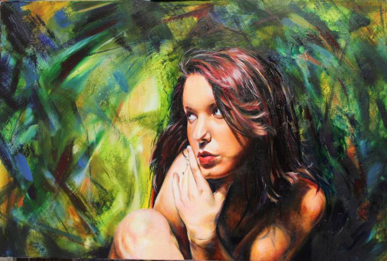 770x520 Saatchi Art The Girl With Red Hair Painting By Mark Purllant - Red Hair Girl Painting