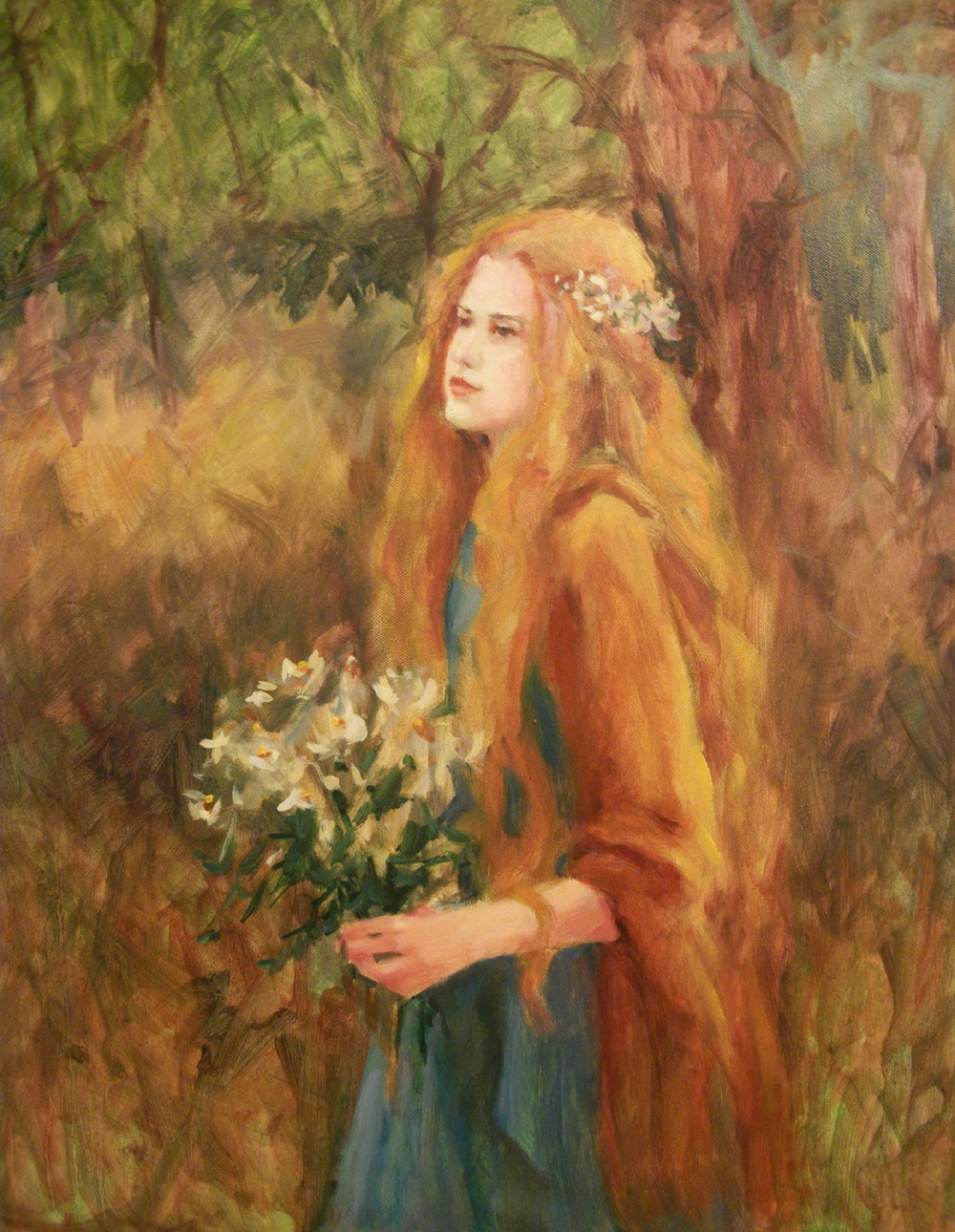 1000x1290 Margaret Aycock Representational Oil Painting In Oklahoma Sold1 - Red Hair Painting